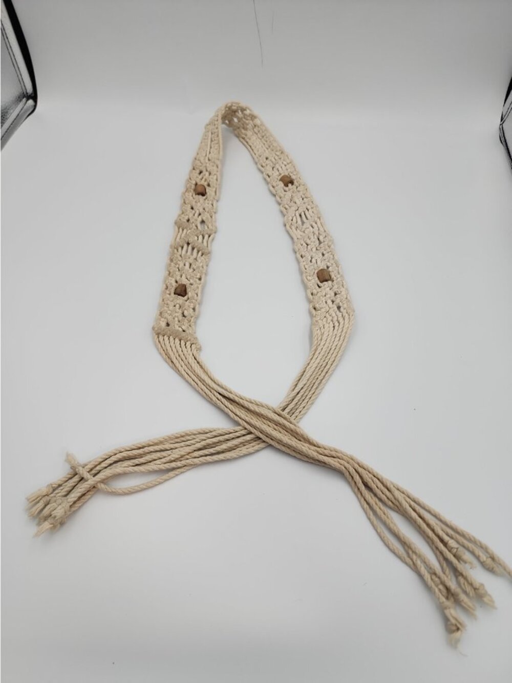 Boho Crochet Tie On Belt Fits Approx 28" Adjustable